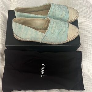 Chanel Light Blue and Beige Espadrilles